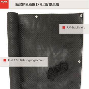 Balkonblende Exklusiv Rattan 0,90 x 3 m / schwarz