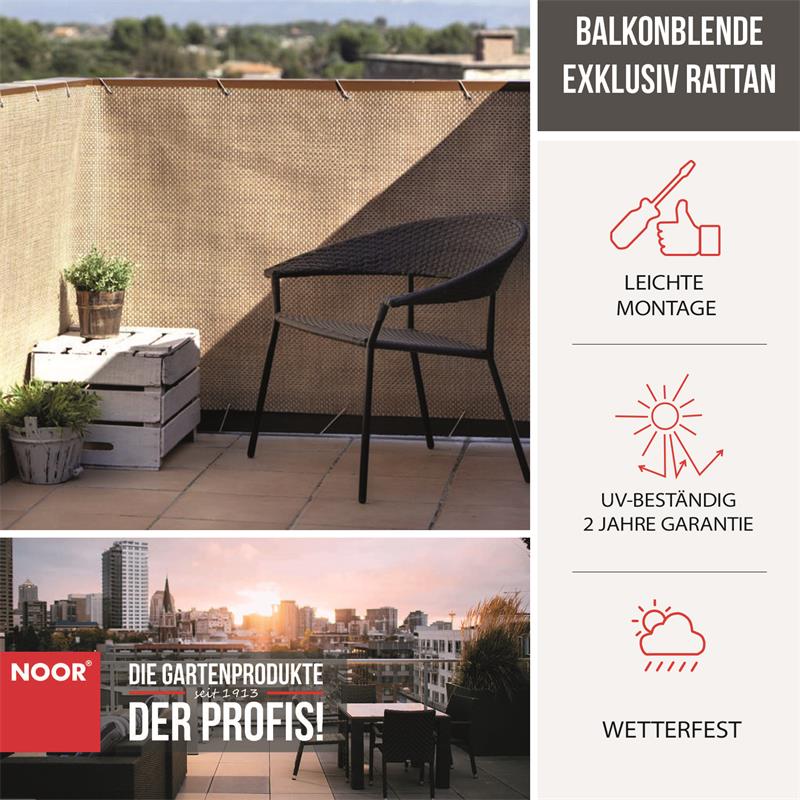 Attraktiver Windschutz und Sichtschutz für Balkon in Rattanoptik